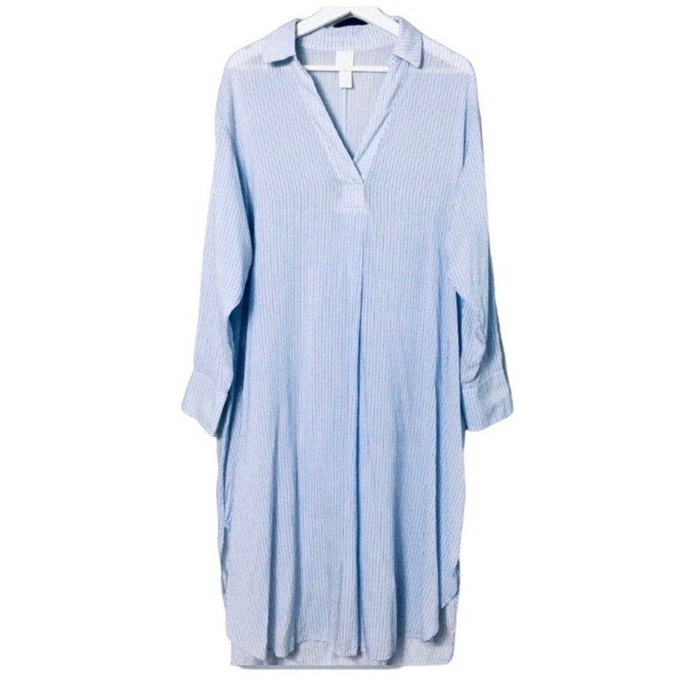 H&M Blue Black Long Sleeves V-Neck Comfort Sleepwear M